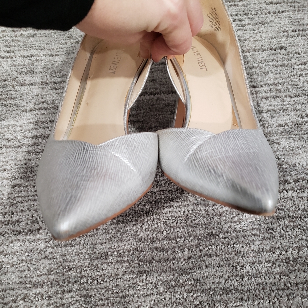 Nine West Size 9M Silver Stiletto High Heels - Picture 7 of 13